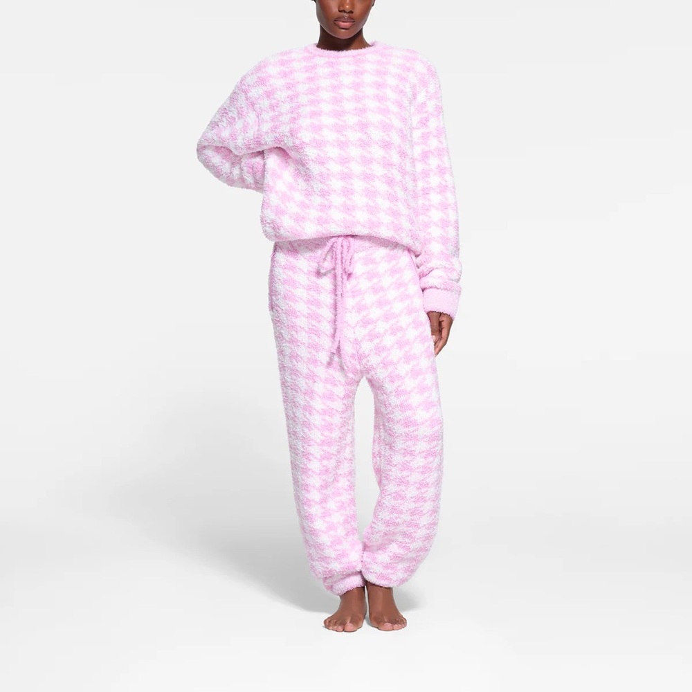 NWT Skims Women’s Cozy Knit Unisex Jogger/ XL/Petal Houndstooth
